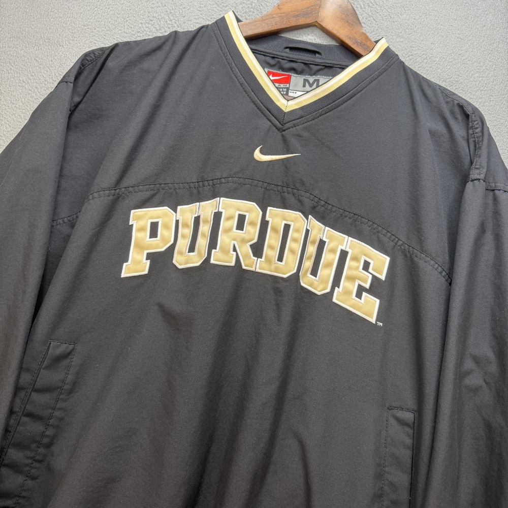 Purdue Nike Team Windshirt Mens Medium Black/Gold Polyester V-Neck Pullover NCAA